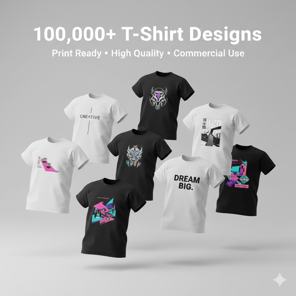 100,000+ T-Shirt Designs โ Mega Collection for Print & Online Business ๐๐ฅ