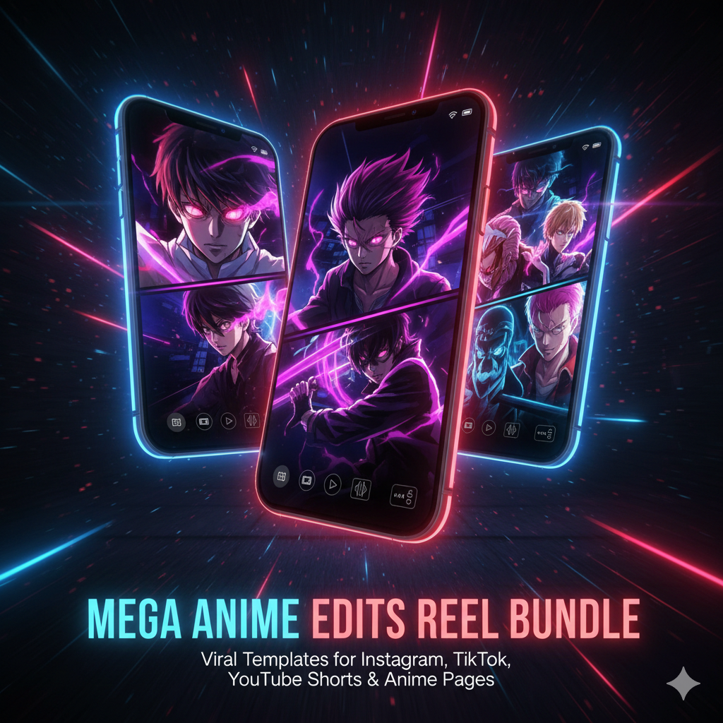 Mega Anime Edits Reel Bundle: Viral Templates For Instagram, TikTok, YouTube Shorts, & Anime Pages