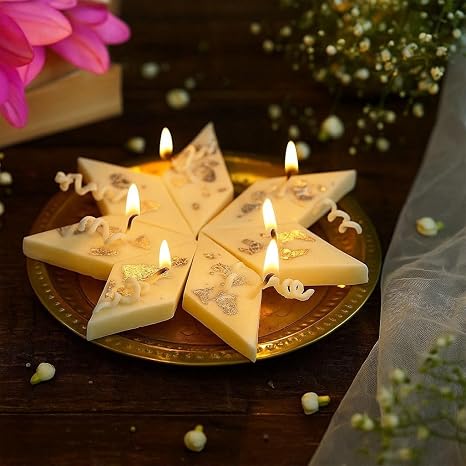 Kaju Katli Shaped Decorative Candles-6pcs