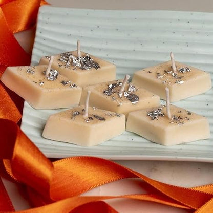 Kaju Katli Shaped Decorative Candles-6pcs