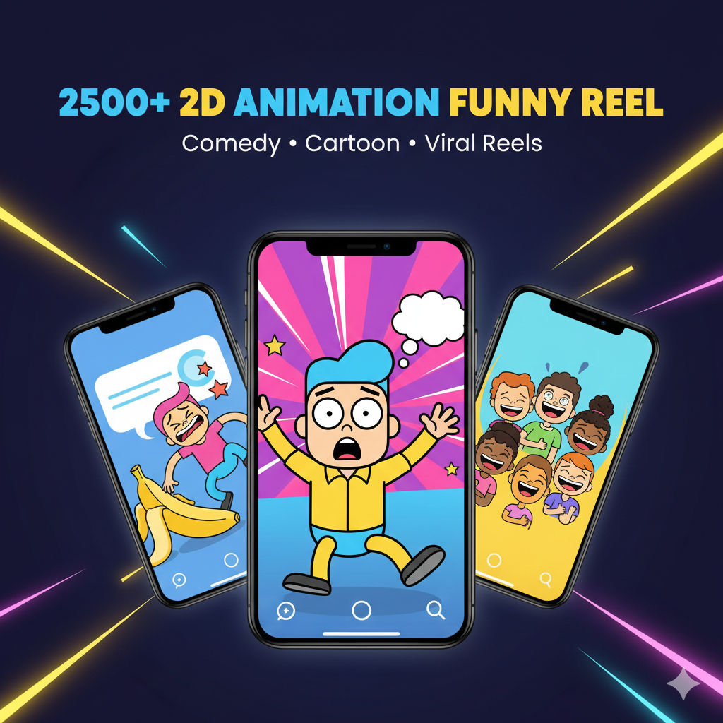 2500+ 2D Animation Funny Reels – Entertaining Cartoon Shorts for Social Media 😂🎬
