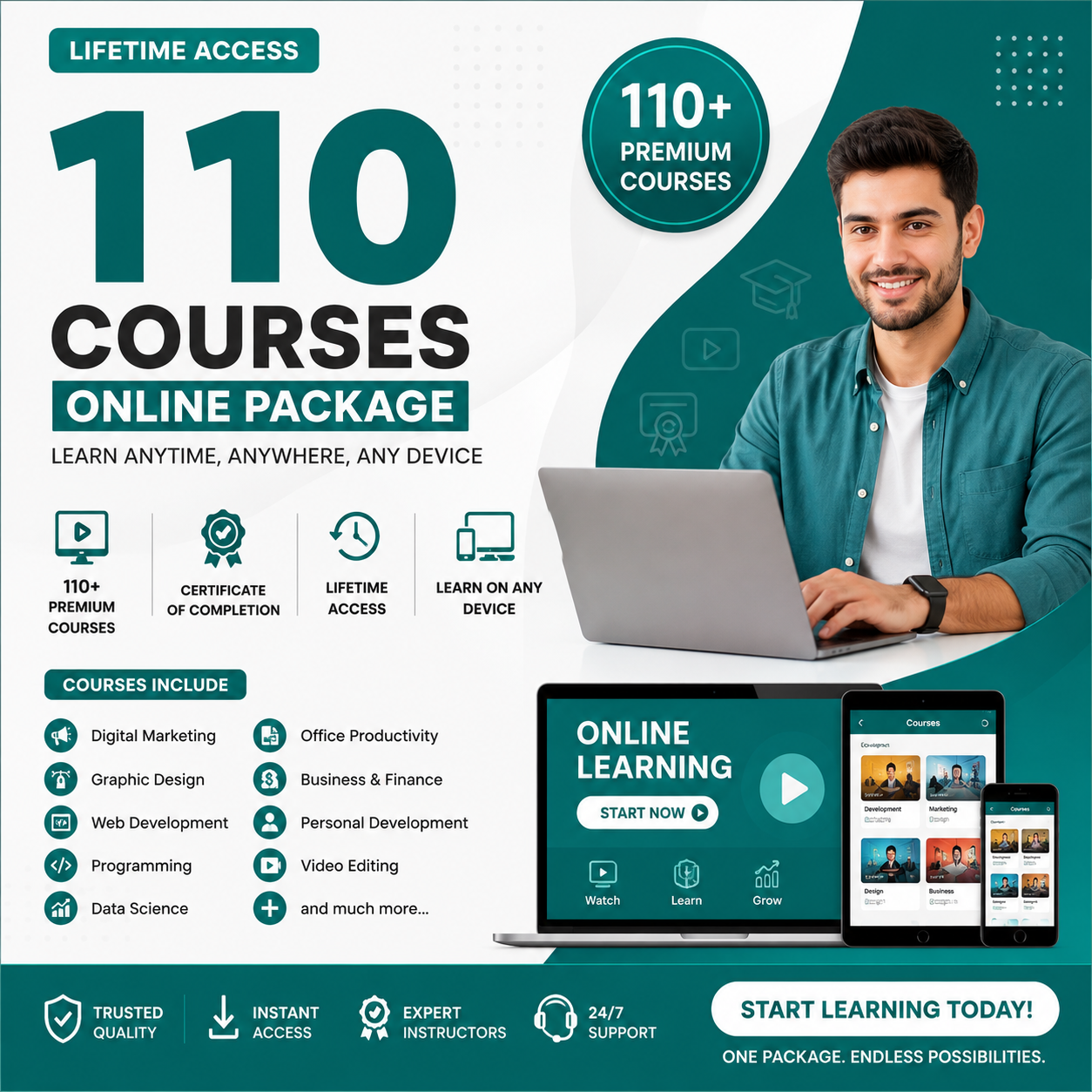 110+ Premium Courses Bundle – Lifetime Access to Digital Marketing, AI, Web Development & More